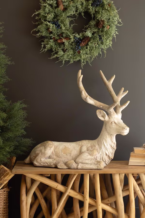 Antique White Faux Concrete Deer