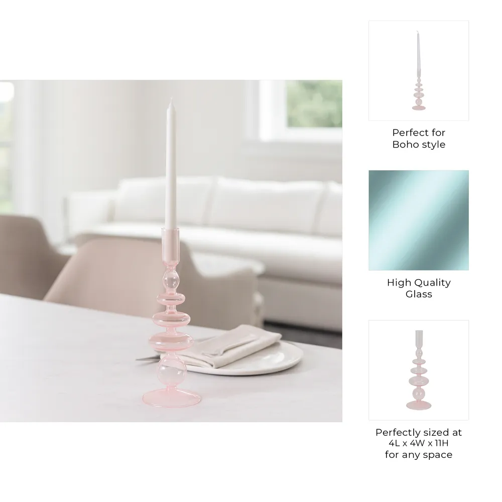 ELLENLAND PINK CANDLE HOLDER 11 (IN)