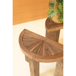 Set of 2 Demi-Lune Reclaimed Wood Accent Tables 2