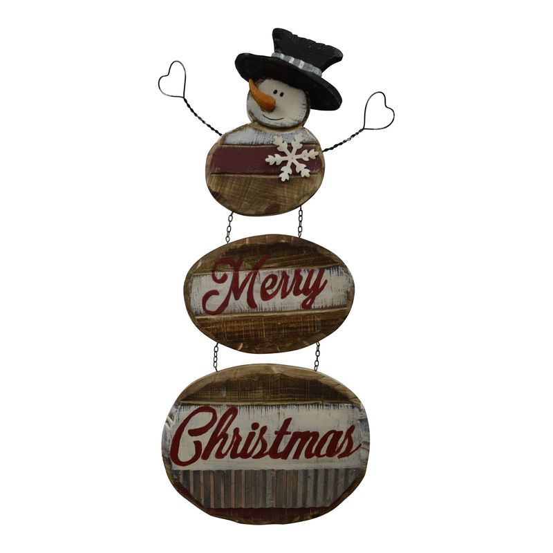 WOOD SNOWMAN WALL DECOR