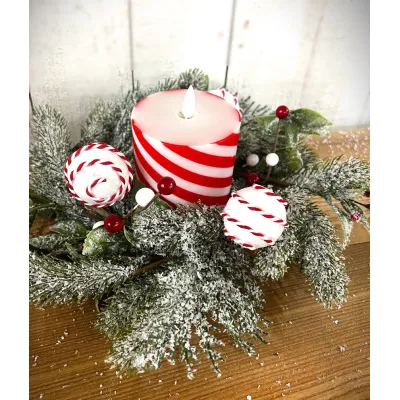 Christmas Peppermint 4.5in Candle Ring