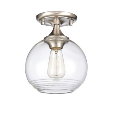 Angie 8″ Wide 1-Light Semi Flush Mount - Satin Nickel