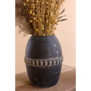Set of 5 Modern Black Clay Vases 3