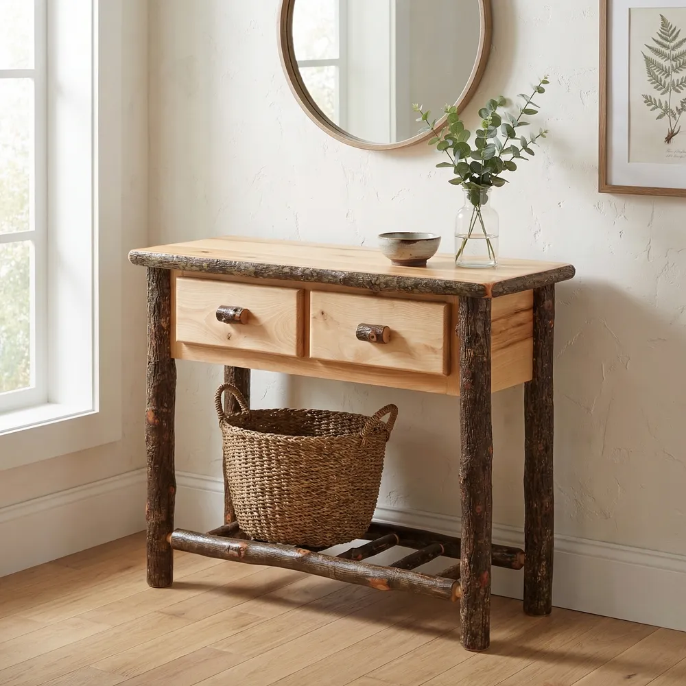 Hickory Two Drawer Sofa Table - Slate