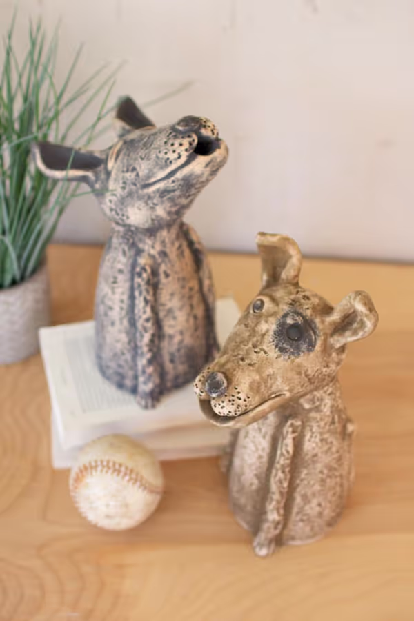 Set of 2 Clay Singing Dogs