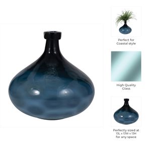 HESTONWELL BLUE GLASS VASE 13 (IN) 9