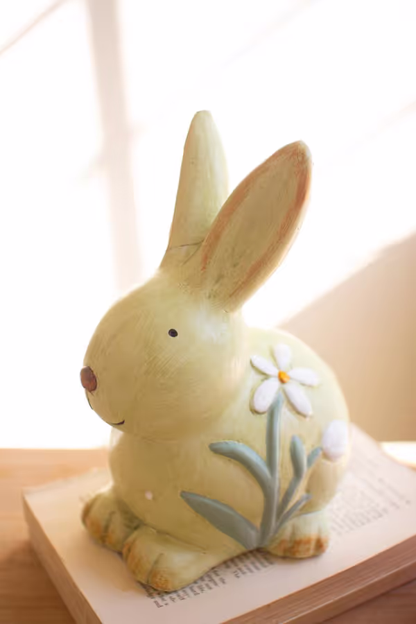 Set of 2 Colorful Faux Concrete Bunnies
