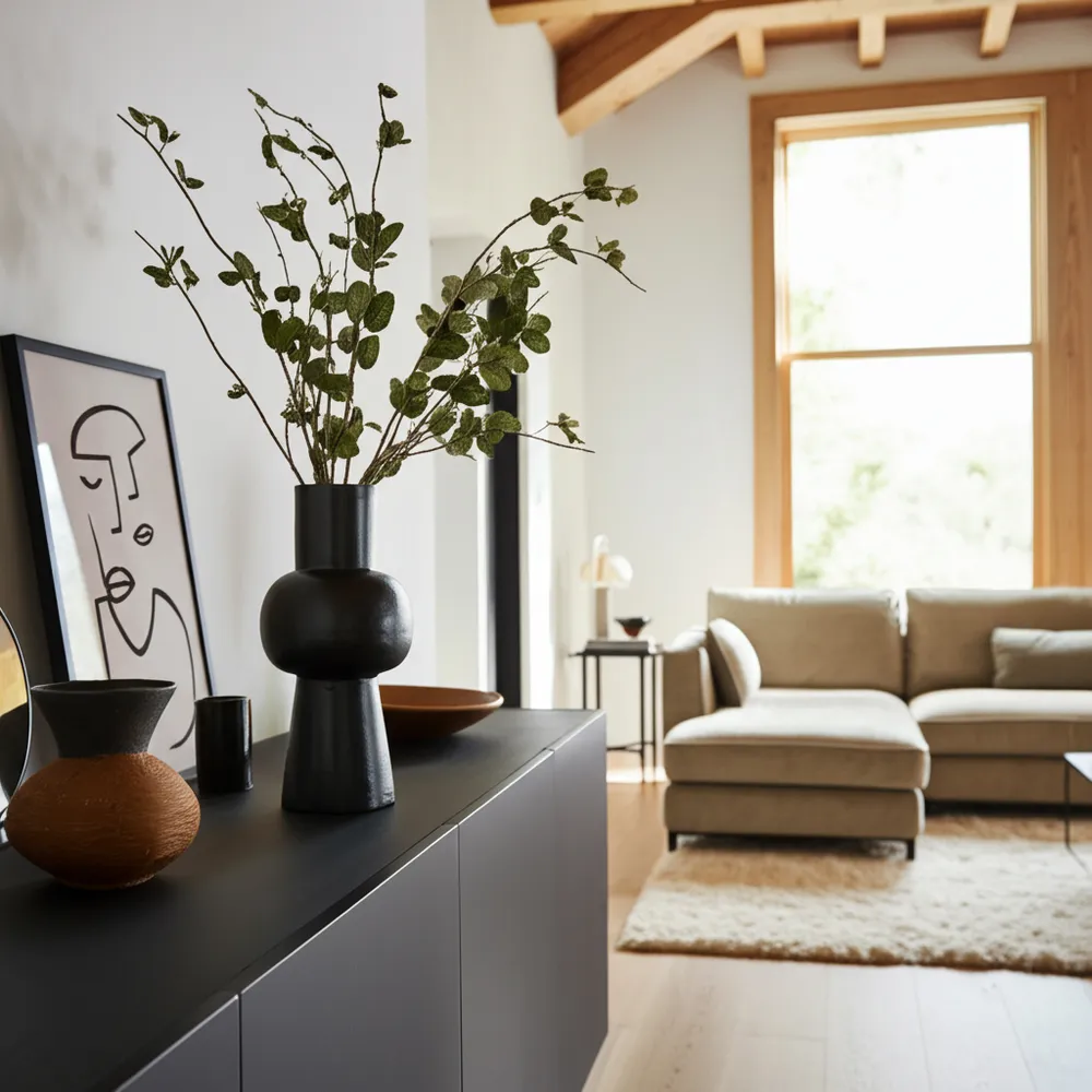 HATTONDALE BLACK VASE 12 (IN)