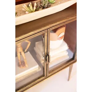 Antique Brass and Glass Two-Door Cabinet 3