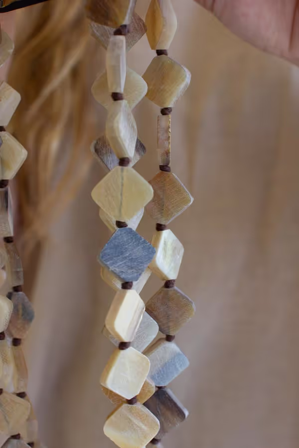 Multi-Layered Horn Bead Necklace /  Light