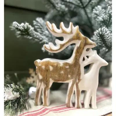 Wooden Reindeer With Enamel 6x5in
