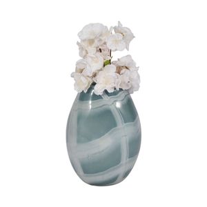 9" SLIM SWIRLED VASE, BLUE/WHITE 3