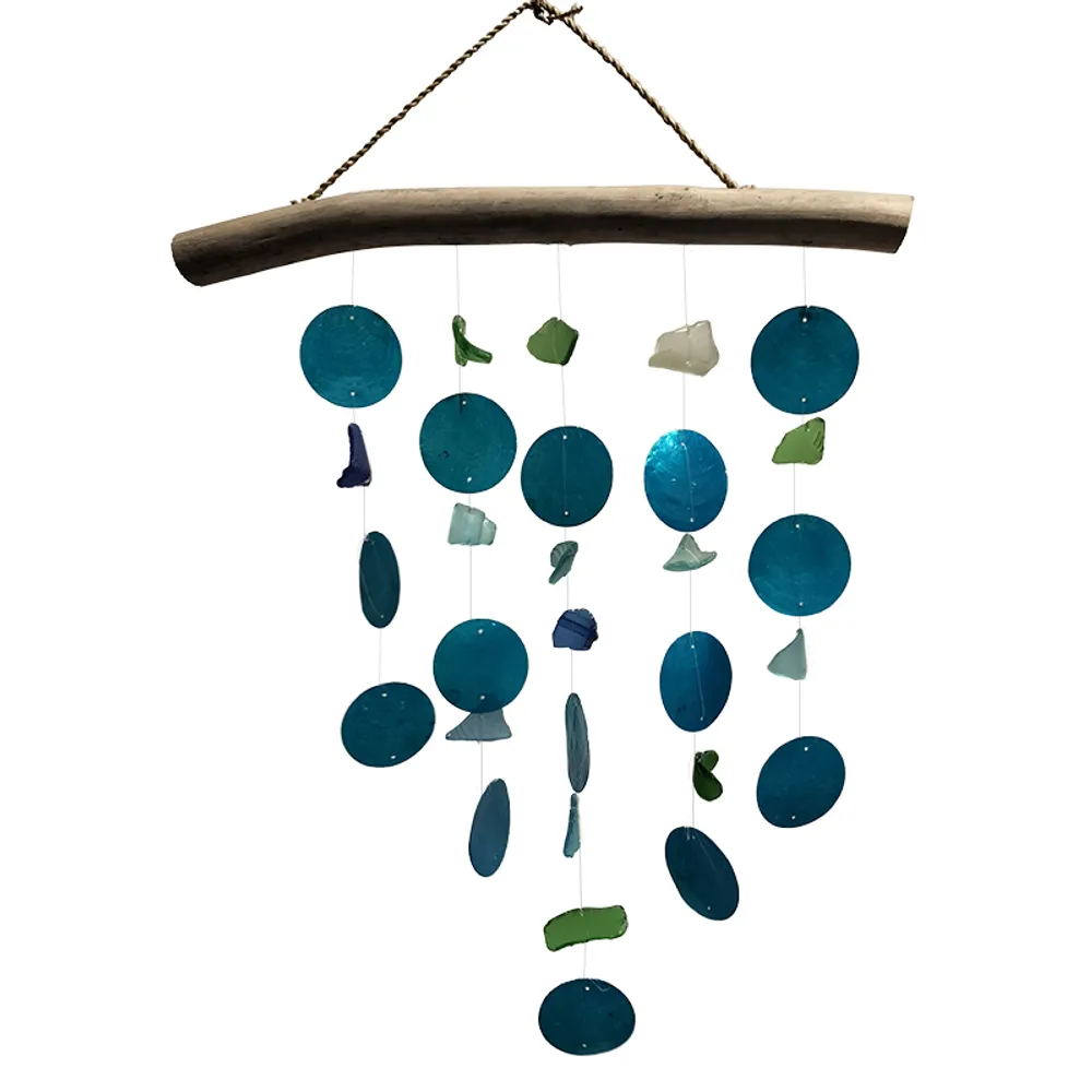 SEAGLASS AND CAPIZ TURQUOISE CHIME
