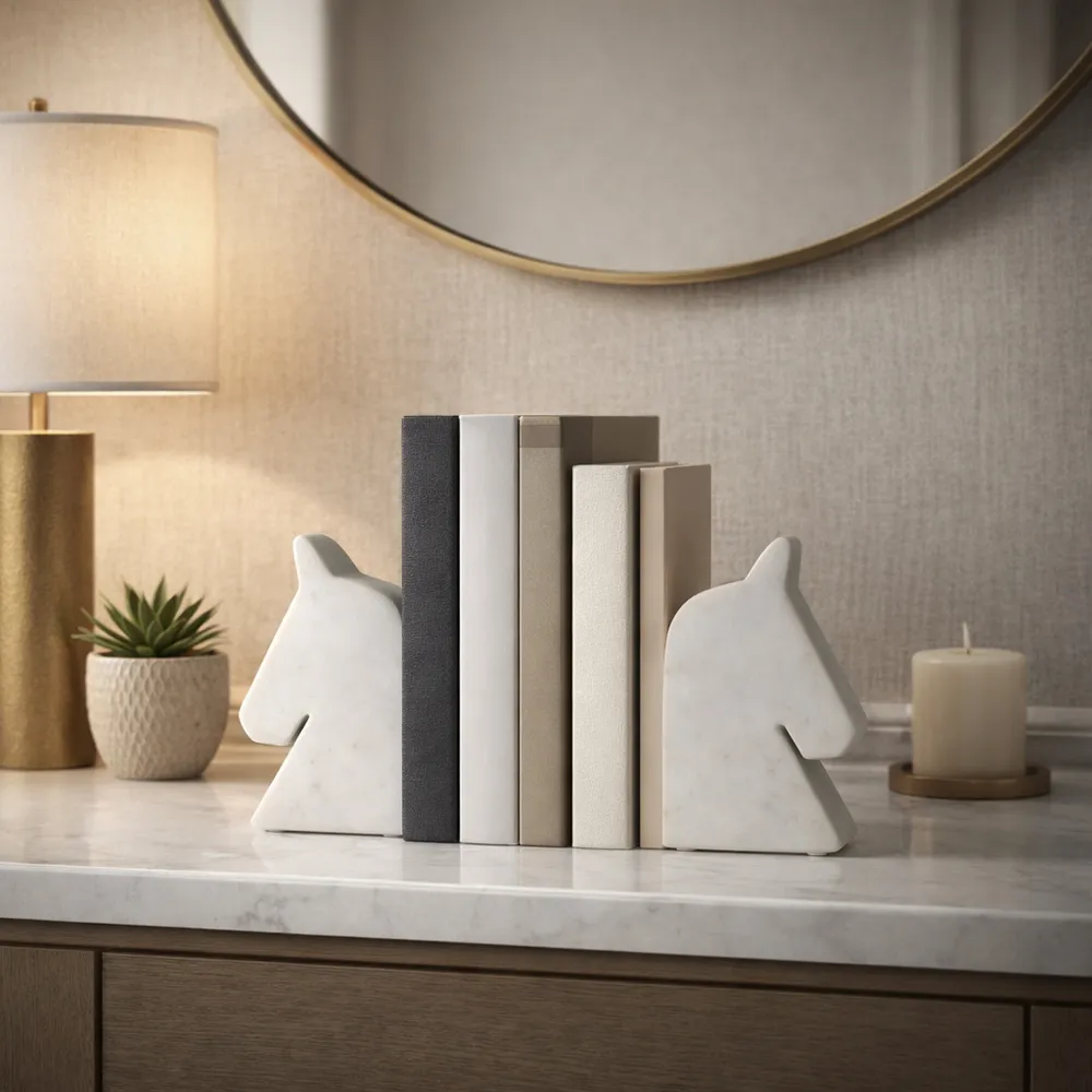 TATEROSE SET OF 2 WHITE BOOKENDS 6 (IN)