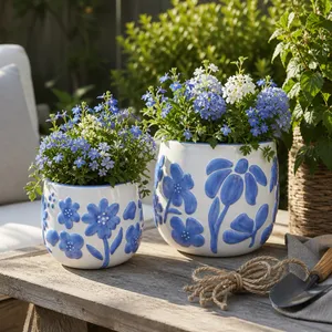 NICKGROVE SET OF 2 BLUE PLANTER 7 (IN) 11