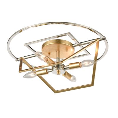 Geosphere 18″ Wide 4-Light Semi Flush Mount - Polished Nickel