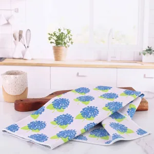 Hydrangea White Eco Kitchen Tea Towel 2