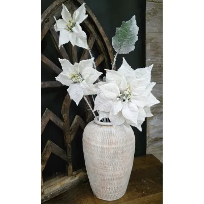 Snowy Poinsettia Pick 33.5in