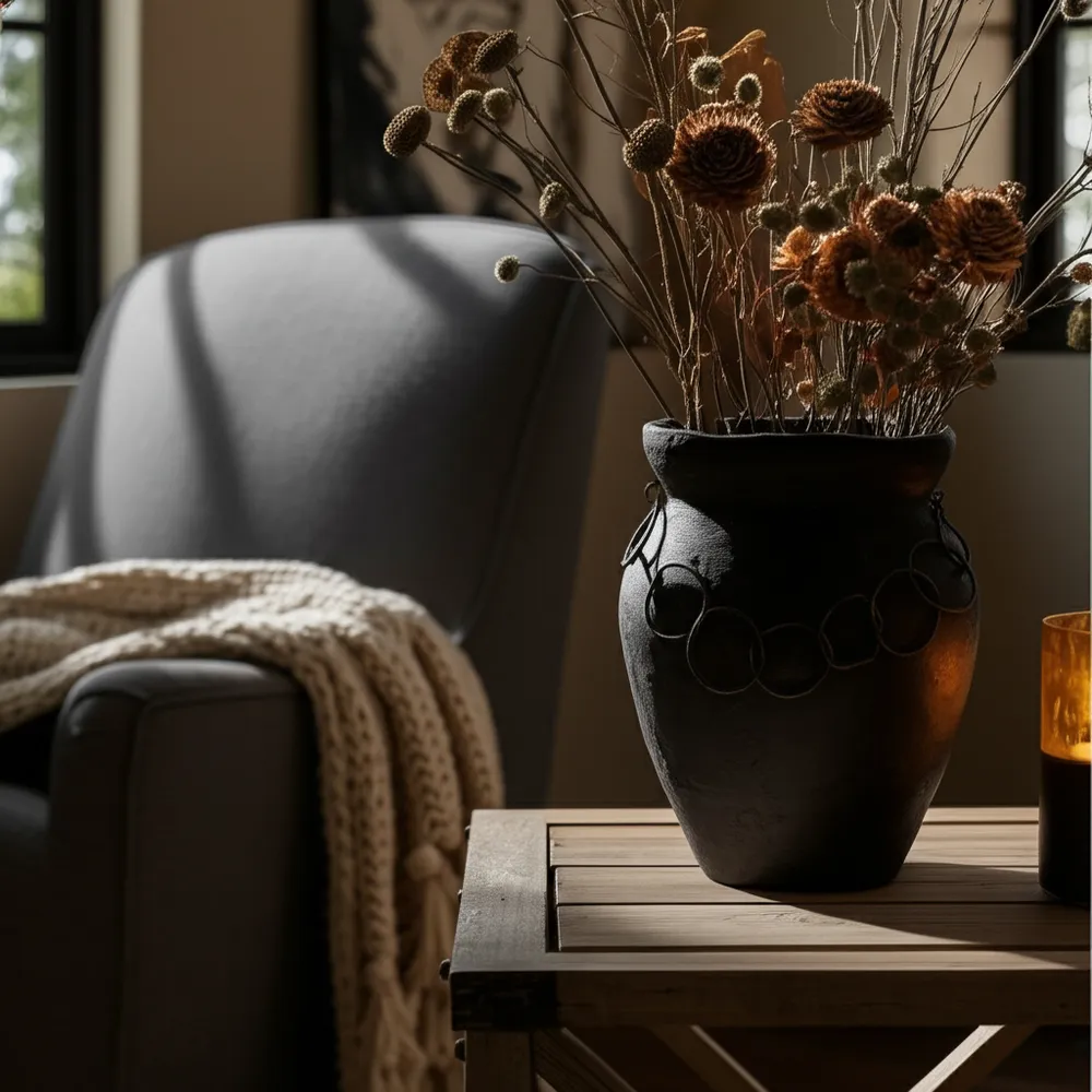 TILTONBEACH BLACK VASE 10 (IN)