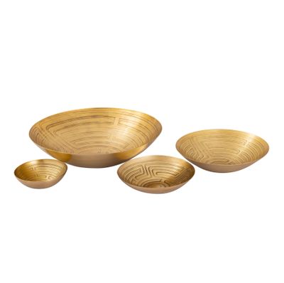 Maze Etched Centerpiece Bowl - Brass