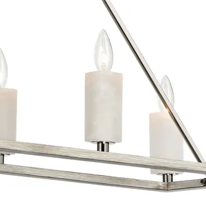 White Stone 48″ Wide 8-Light Linear Chandelier - Polished Nickel 3