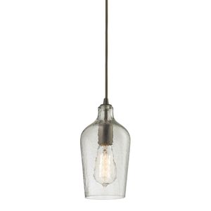 Hammered Glass 5'' Wide 1-Light Mini Pendant - Oil Rubbed Bronze with Clear 1