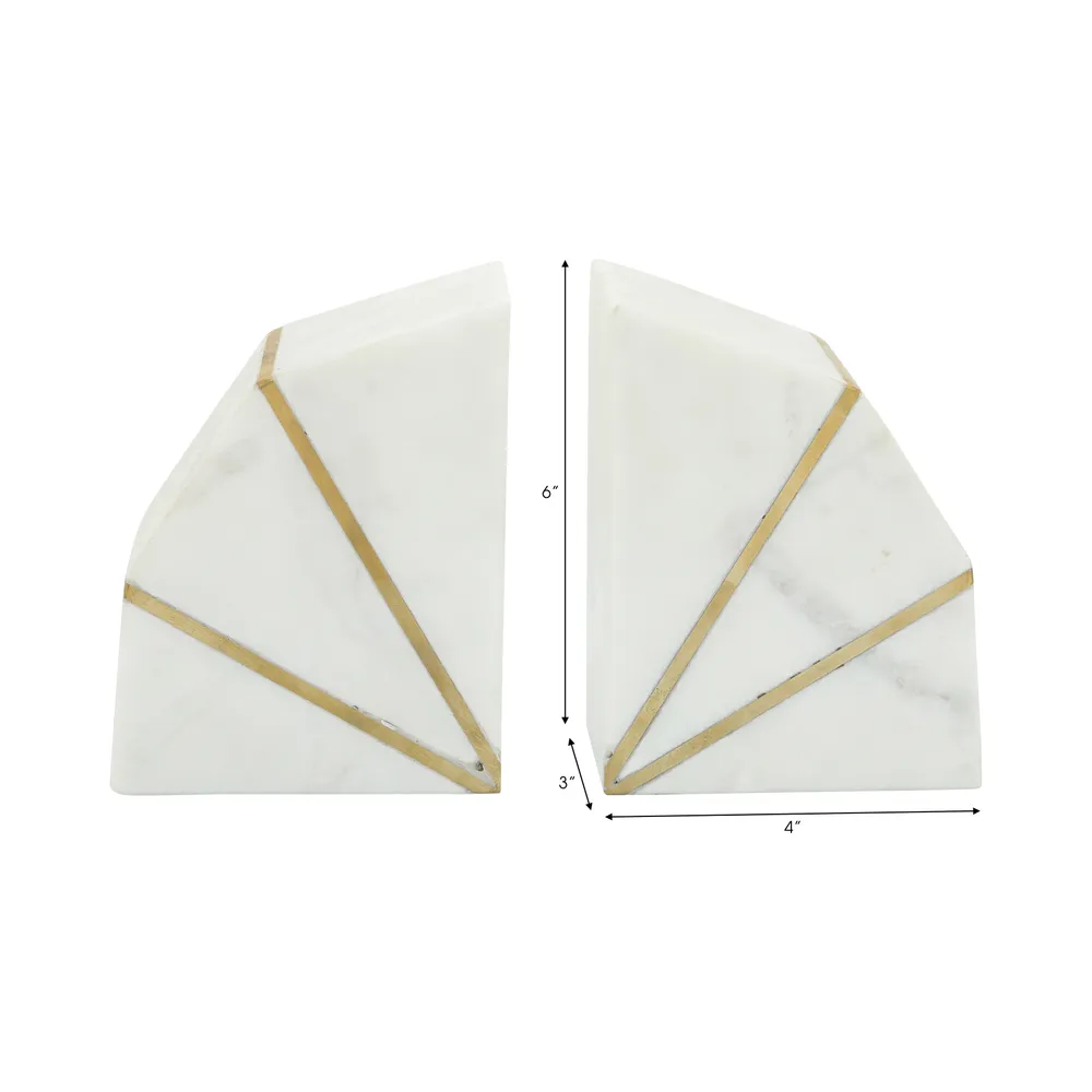 ORTONFORD SET OF 2 WHITE BOOKENDS 6 (IN)