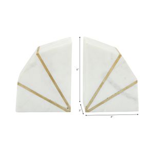 ORTONFORD SET OF 2 WHITE BOOKENDS 6 (IN) 8