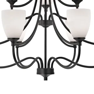 Arlington 36'' Wide 9-Light Chandelier - Oil Rubbed Bronze with White Glass 4