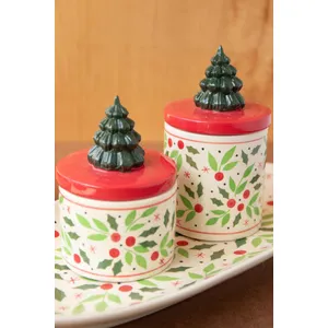 Set of 2 Ceramic Christmas Canisters 2