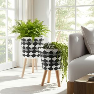 GLASTONCREST SET OF 2 BLACK PLANTER 21 (IN) 2