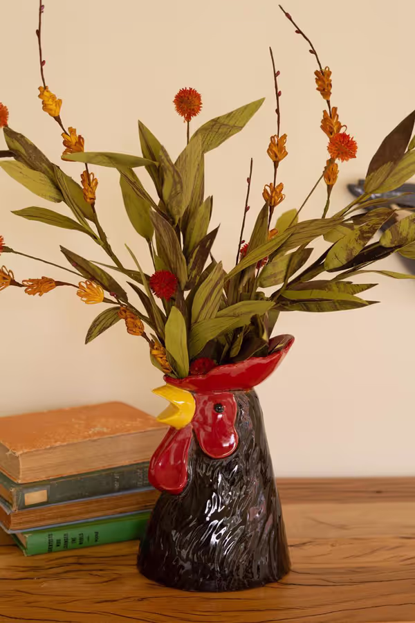 Ceramic Rooster Head Vase