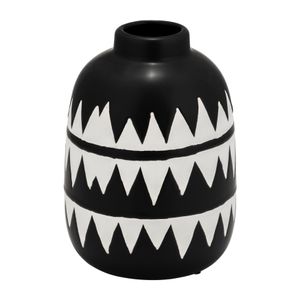 CER, 9"H TRIBAL FLOWER VASE, BLACK/WHITE 1