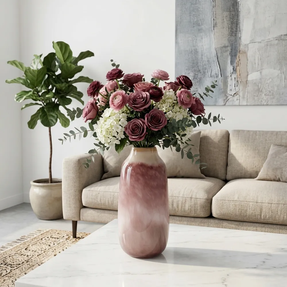 CLYDE PINK GLASS VASE 15 (IN)