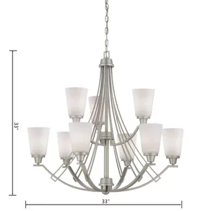 Wright 33'' Wide 9-Light Chandelier - Matte Nickel 2
