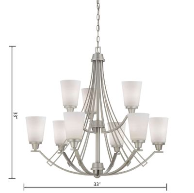 Wright 33'' Wide 9-Light Chandelier - Matte Nickel
