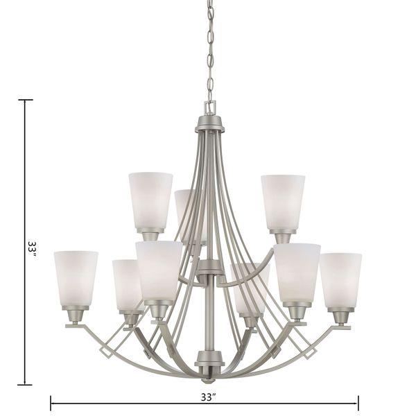 Wright 33'' Wide 9-Light Chandelier - Matte Nickel