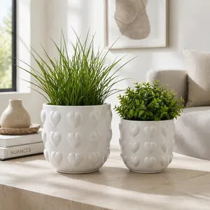 DRAPEROAK SET OF 2 WHITE PLANTER 7 (IN) 10