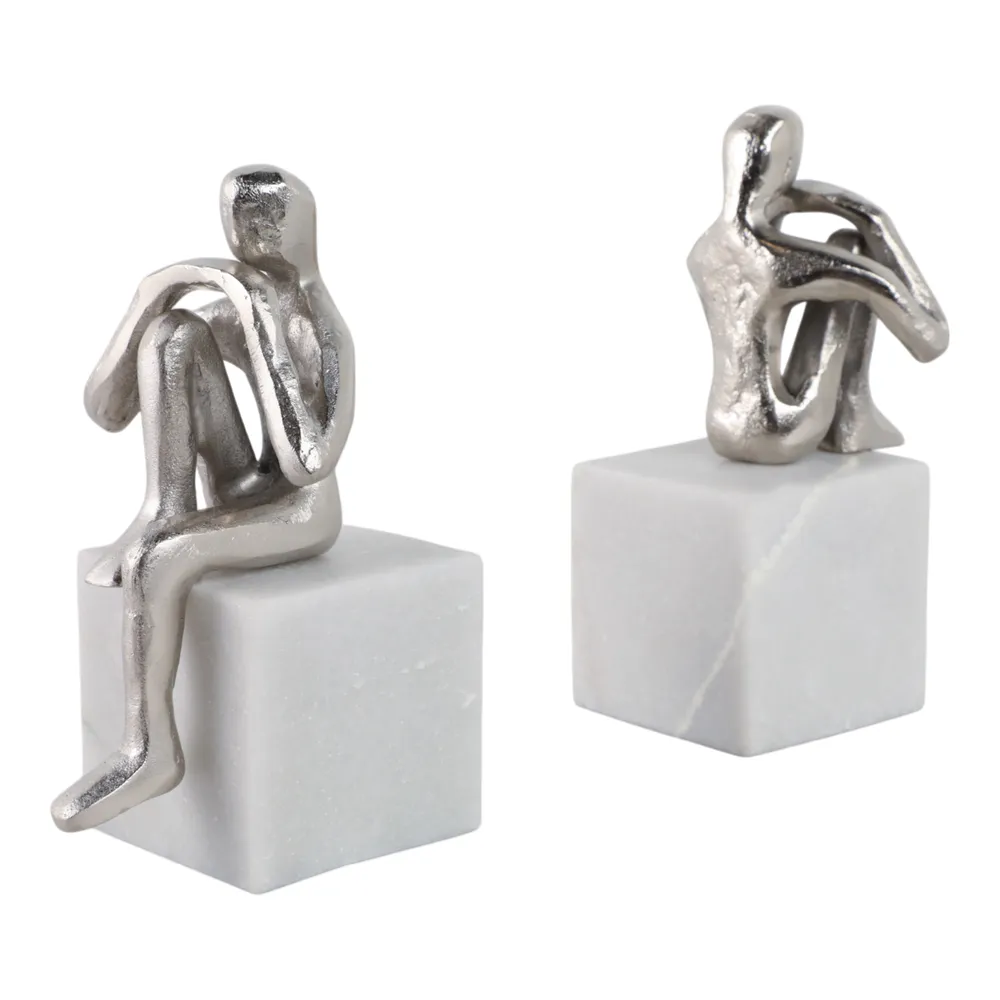 HARPERSHAW SET OF 2 SILVER BOOKENDS 8 (IN)
