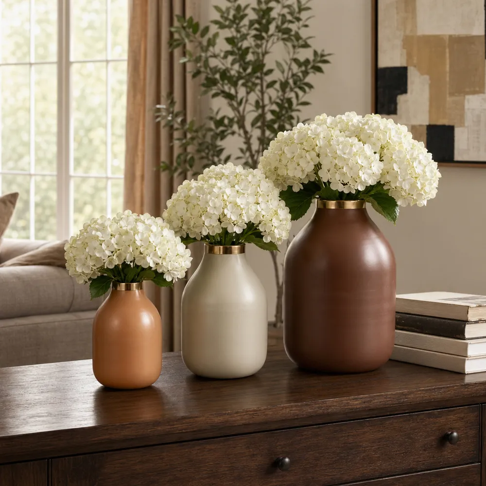 DUFFYHOLM SET OF 3 TAN VASES 12 (IN)