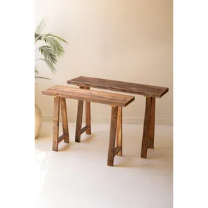 Set of 2 Recycled Wood Consoles 4