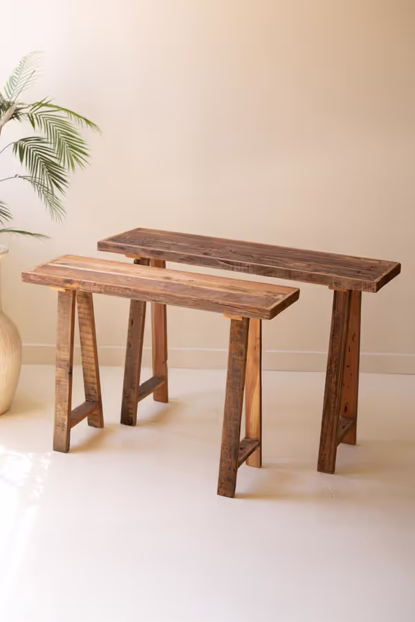 Set of 2 Recycled Wood Consoles