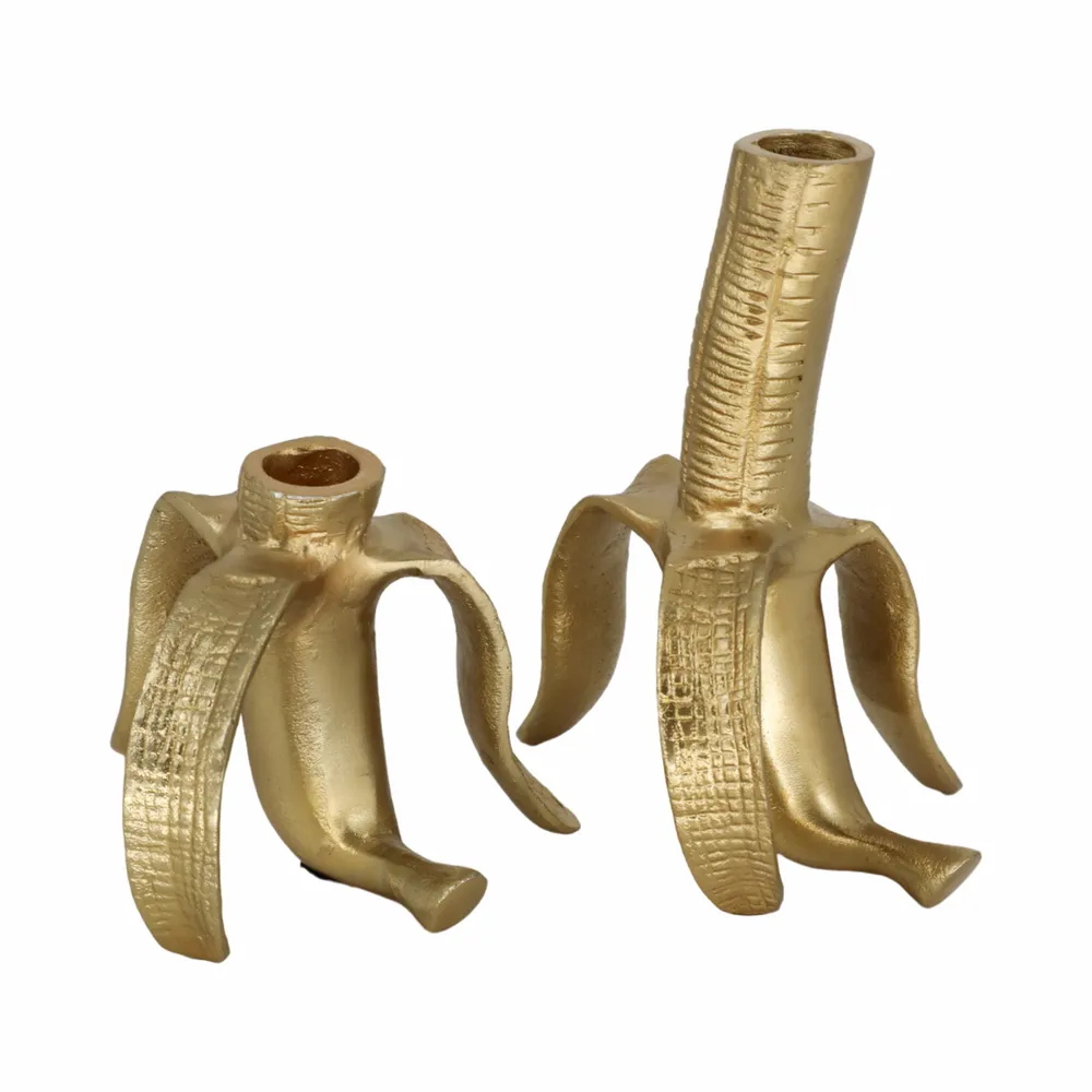 HAXTONGROVE SET OF 2 GOLD CANDLE HOLDER 7 (IN)