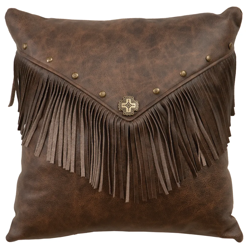 Road Warrior Drive Force Leather Pillow with Fringe - Fabric Back