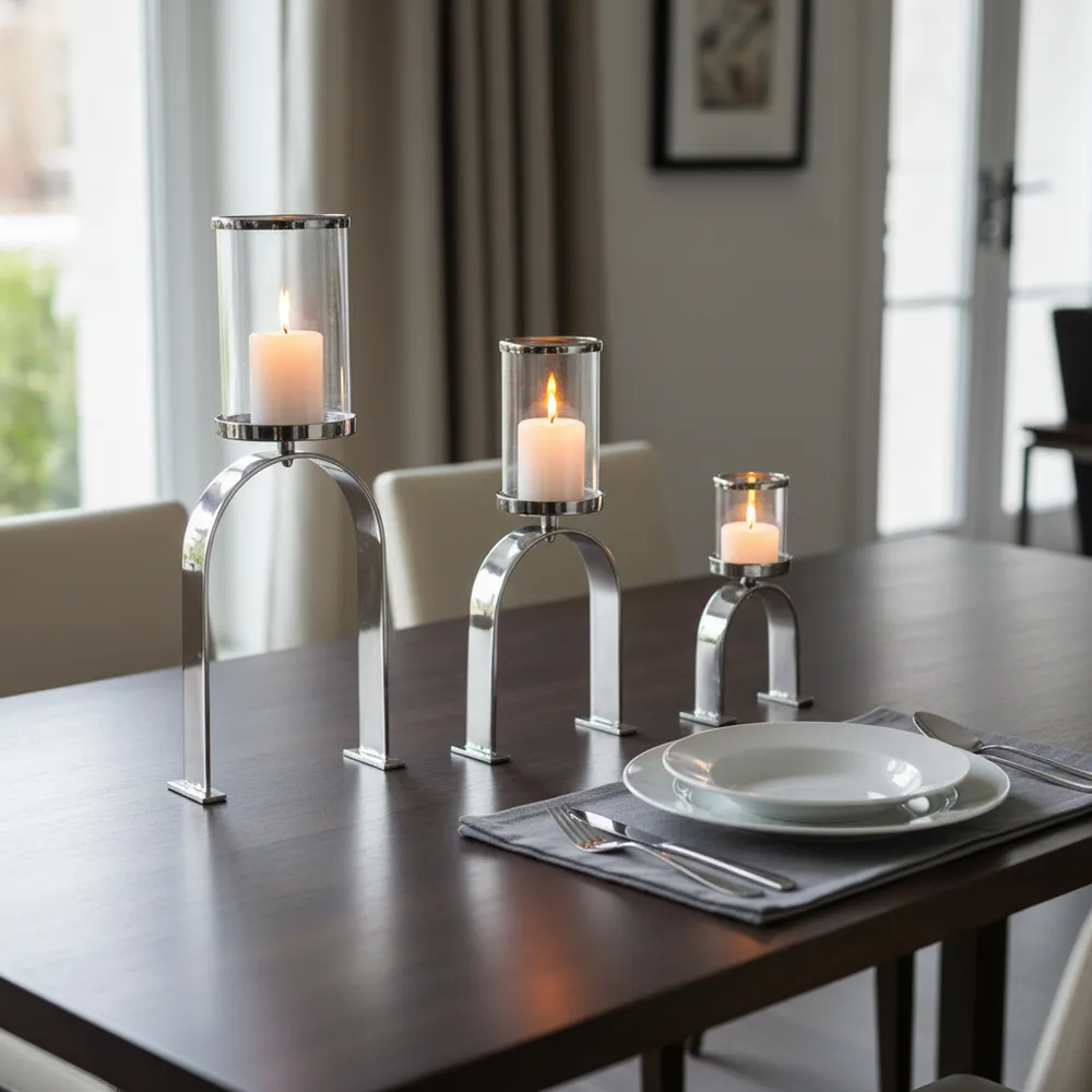 FLYNN SET OF 3 SILVER CANDLE HOLDER 22 (IN)