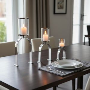FLYNN SET OF 3 SILVER CANDLE HOLDER 22 (IN) 11