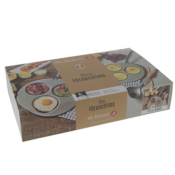 DEBUYER BRUNCHTIME Box, 3-Blini Pan, MINERAL B, SS Ladle, Crepe Spatula