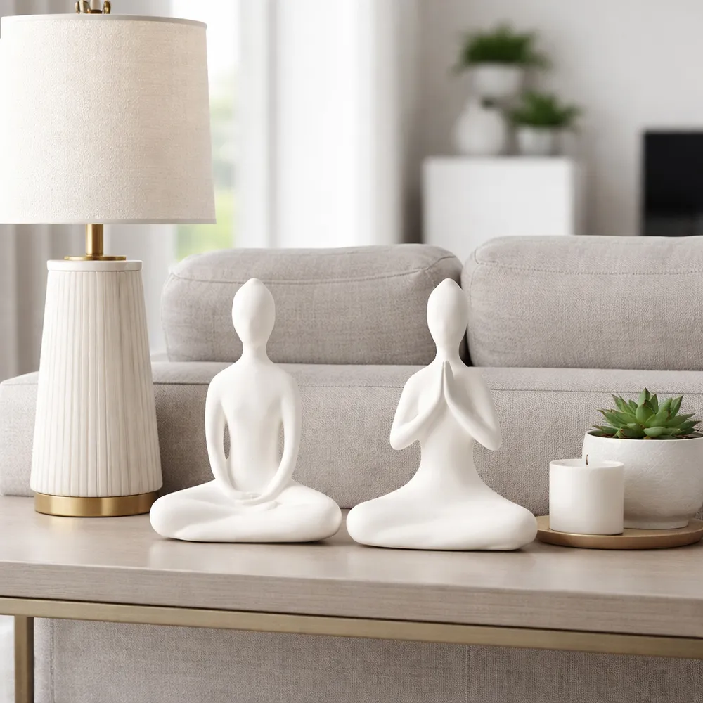 HAMMONDWAY SET OF 2 WHITE DECOR 11 (IN)