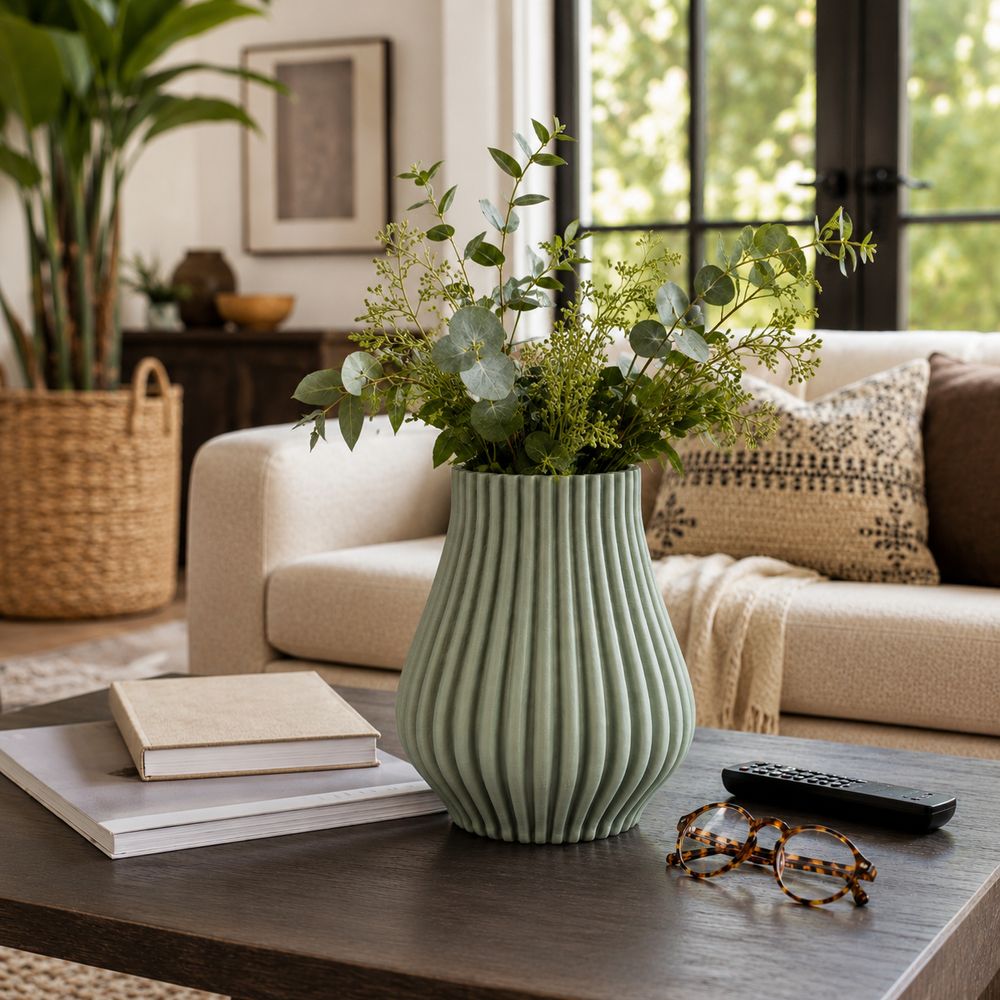OPALBROOK GREEN VASE 9 (IN)