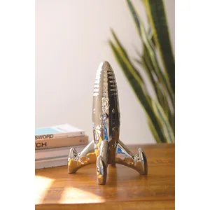 Silver Ceramic Rocket Sculpture 1